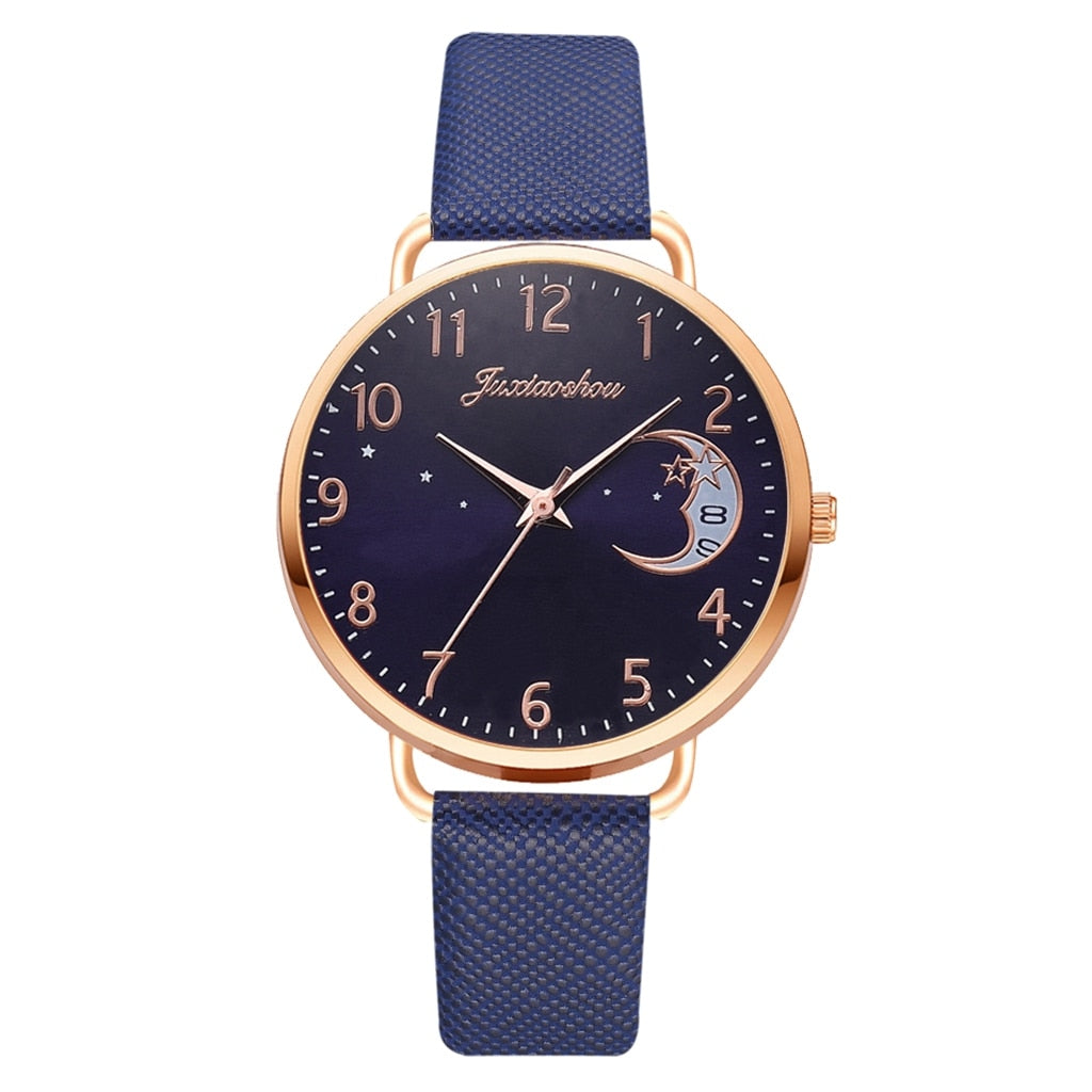 Damen Uhr mit Armband im Mond-Stern Design